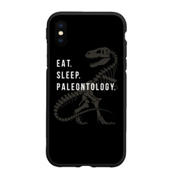 Чехол для iPhone XS Max матовый Eat sleep paleontology 