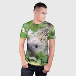 Мужская футболка 3D Slim Лесной ёжик в траве - фото 2