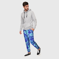 Мужские брюки 3D Узоры гжель на темно синем фоне - фото 2