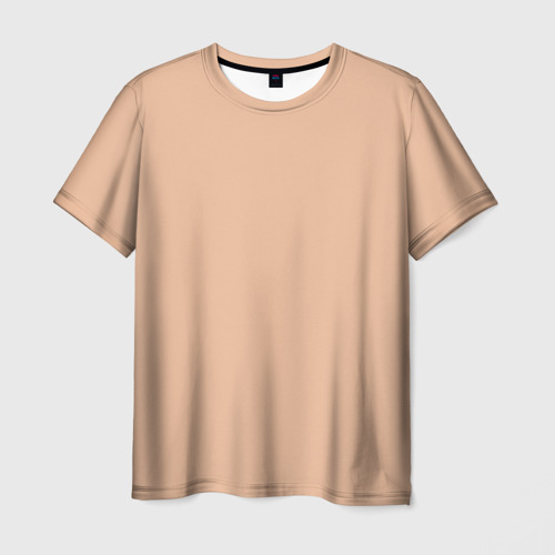 Мужская футболка 3D Однотонный цвет бежево-персиковый , цвет 3D печать