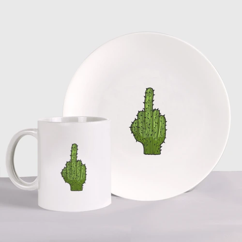 Набор: тарелка + кружка Cactus fuck