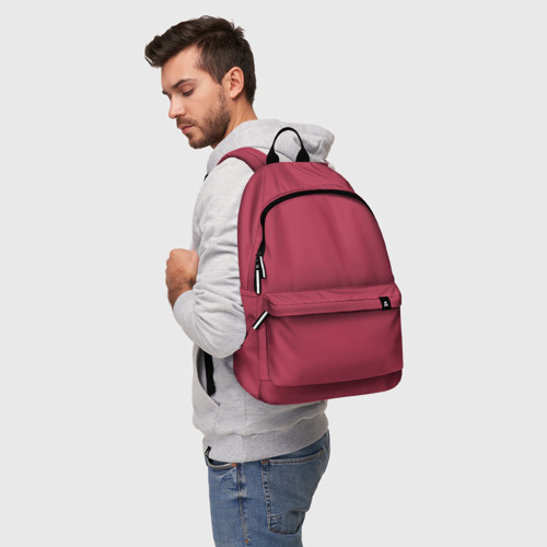 Рюкзак 3D с принтом Однотонный красно-малиновый брусничный цвет, фото на моделе #1