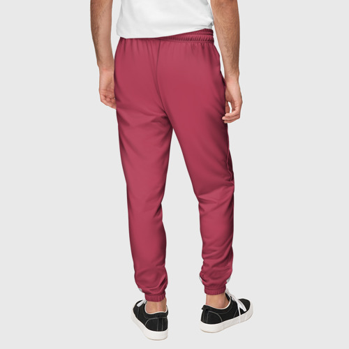 Мужские брюки 3D с принтом Однотонный красно-малиновый брусничный цвет, вид сзади #2