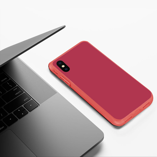 Чехол для iPhone XS Max матовый Однотонный красно-малиновый брусничный цвет, цвет красный - фото 5