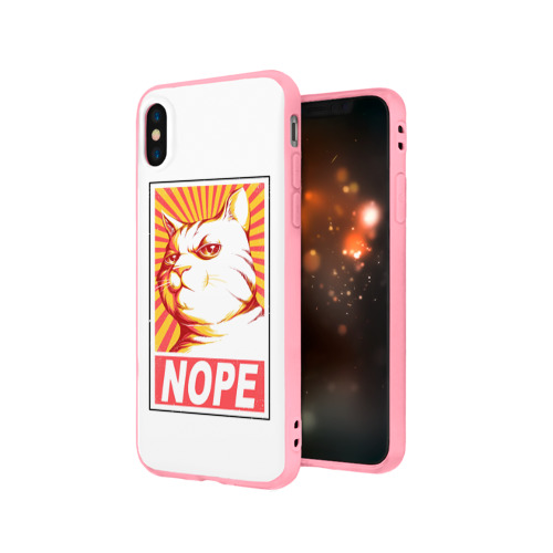 Чехол для iPhone X матовый с принтом Nope - cat, вид сбоку #3