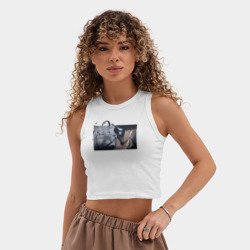 Женская укороченная майка-топ хлопок Сон Чжин У - фото 2