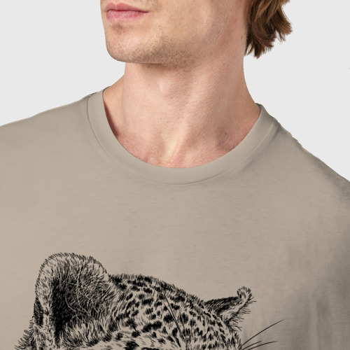 Мужская футболка хлопок Голова ягуара, цвет миндальный - фото 6
