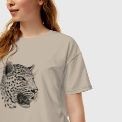 Женская футболка хлопок Oversize Голова ягуара - фото 2