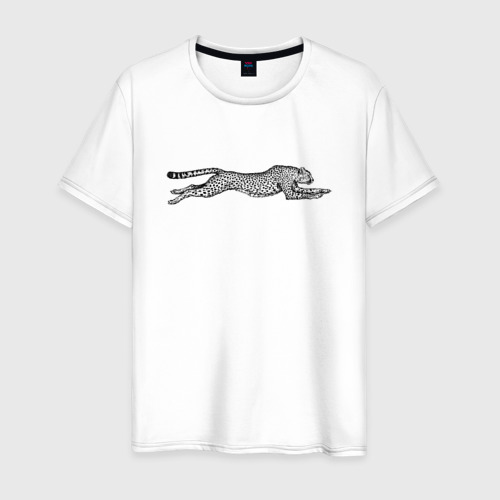 Мужская футболка из хлопка с принтом Бегущий гепард, вид спереди №1