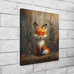 Холст квадратный Милый и довольный лисёнок   - фото 2