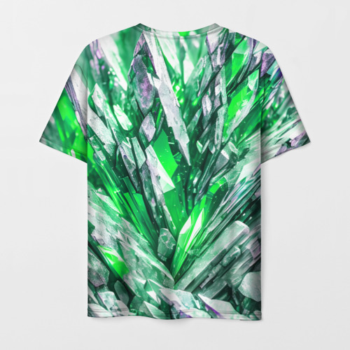 Мужская футболка 3D Зелёные драгоценные кристаллы, цвет 3D печать - фото 2