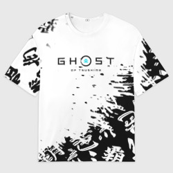 Женская футболка oversize 3D Ghost of Tsushima текстура samurai