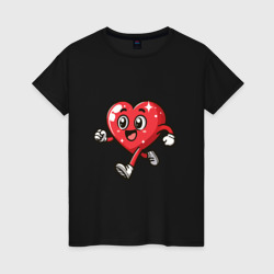 Женская футболка хлопок Счастливое сердце бежит