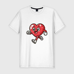 Мужская футболка хлопок Slim Счастливое сердце бежит