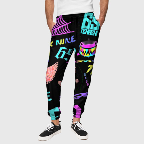 Мужские брюки 3D 6ix9ine logo rap bend, цвет 3D печать - фото 4