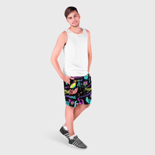 Мужские шорты 3D 6ix9ine logo rap bend, цвет 3D печать - фото 3