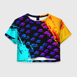 Женская футболка Crop-top 3D Brawl stars neon logo kids