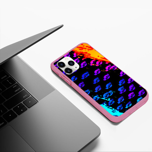 Чехол для iPhone 11 Pro Max матовый Brawl stars neon logo kids, цвет малиновый - фото 5