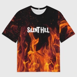 Женская футболка oversize 3D Silent hill огонь