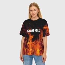 Женская футболка oversize 3D Silent hill огонь - фото 2