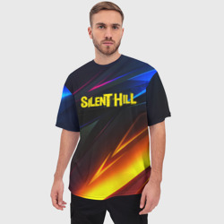 Мужская футболка oversize 3D Silent hill stripes neon - фото 2