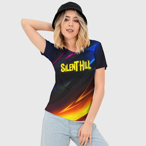 Женская футболка 3D Slim Silent hill stripes neon, цвет 3D печать - фото 3