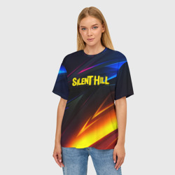 Женская футболка oversize 3D Silent hill stripes neon - фото 2