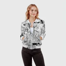 Женский бомбер 3D Провожающая в последний путь Фрирен узор - фото 2