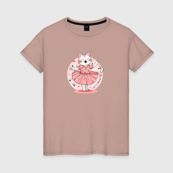 Кошка танцует – Женская футболка хлопок с принтом купить со скидкой в -20%