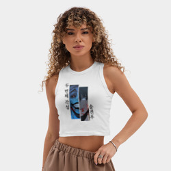 Женская укороченная майка-топ хлопок Статуя и Сон - Поднятие уровня в одиночку - фото 2