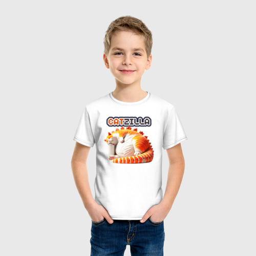 Детская футболка хлопок Catzilla, цвет белый - фото 3