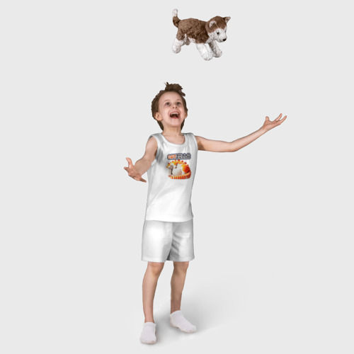 Детская пижама с шортами хлопок Catzilla, цвет белый - фото 5