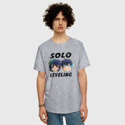 Мужская футболка хлопок Oversize Чиби Сон - Поднятие уровня в одиночку - фото 2