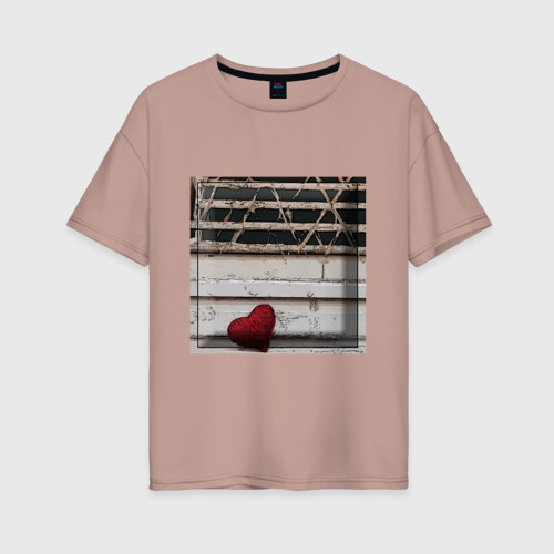 Женская футболка хлопок Oversize с принтом Брошенное сердце, вид спереди #2
