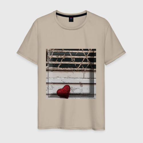Мужская футболка хлопок с принтом Брошенное сердце, вид спереди #2