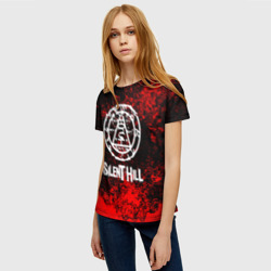 Женская футболка 3D Silent hill лого blood - фото 2