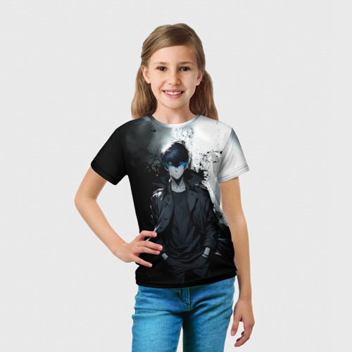 Детская футболка 3D с принтом Сон герой - Поднятие уровня в одиночку, вид сбоку #3