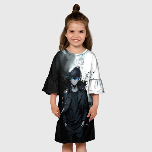 Детское платье 3D с принтом Сон герой - Поднятие уровня в одиночку, вид сбоку #3