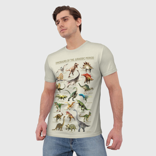 Мужская футболка 3D Динозавры юрского периода, цвет 3D печать - фото 3