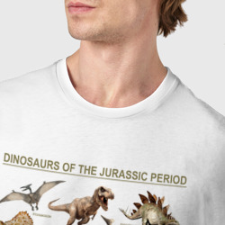 Футболка с принтом Dinosaurs of Jurassic period для мужчины, вид на модели спереди №4. Цвет основы: белый