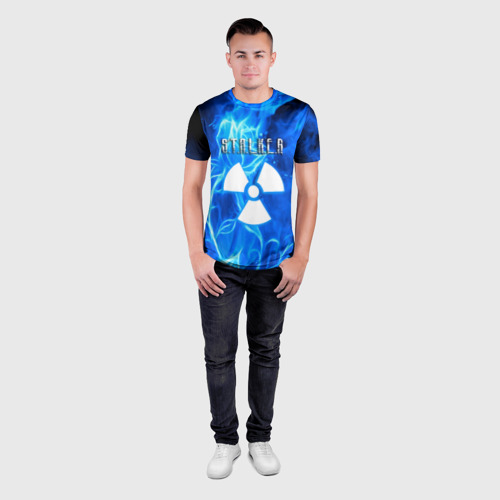 Мужская футболка 3D Slim Stalker голубой огонь припяти, цвет 3D печать - фото 4