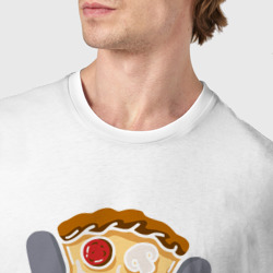Футболка с принтом Pizza peace для мужчины, вид на модели спереди №4. Цвет основы: белый