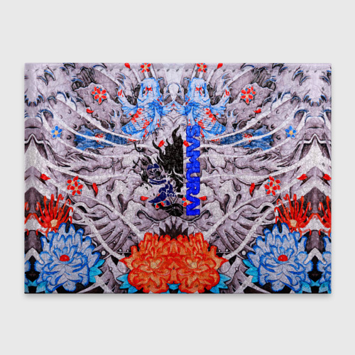 Обложка для студенческого билета Samurai cyberpunk карпы кои, цвет синий