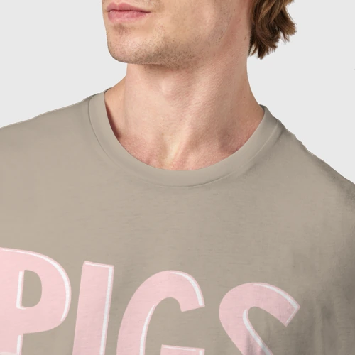 Мужская футболка хлопок с принтом Свиньи делают меня счастливым, фото #4