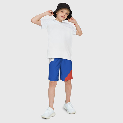 Детские спортивные шорты 3D Триколор диагональный волнистый, цвет 3D печать - фото 3