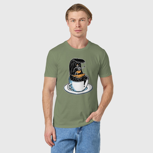 Мужская футболка хлопок Кофейный серфер, цвет авокадо - фото 3
