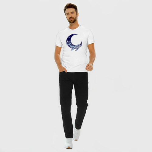 Мужская футболка хлопок Slim Кит и ночь, цвет белый - фото 5