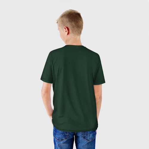Детская футболка 3D с принтом Зеленый водный дракон, вид сзади #2
