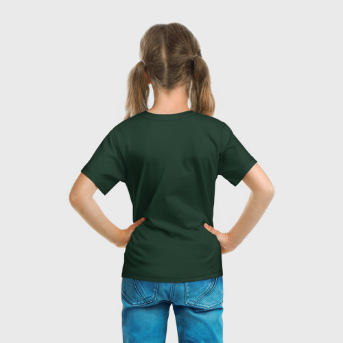 Детская футболка 3D с принтом Зеленый водный дракон, вид сзади #2