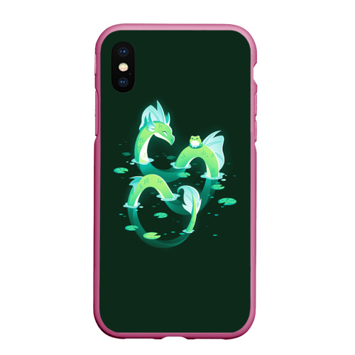 Чехол для iPhone XS Max матовый с принтом Зеленый водный дракон, вид спереди #2